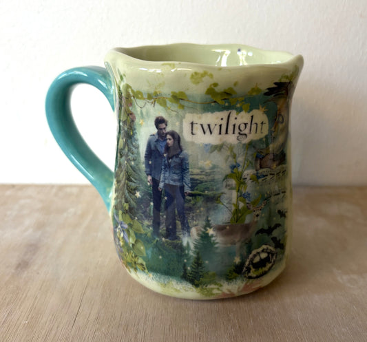 Millie's Pottery Twilight Large Tulip Pale Green and Turquoise Mug