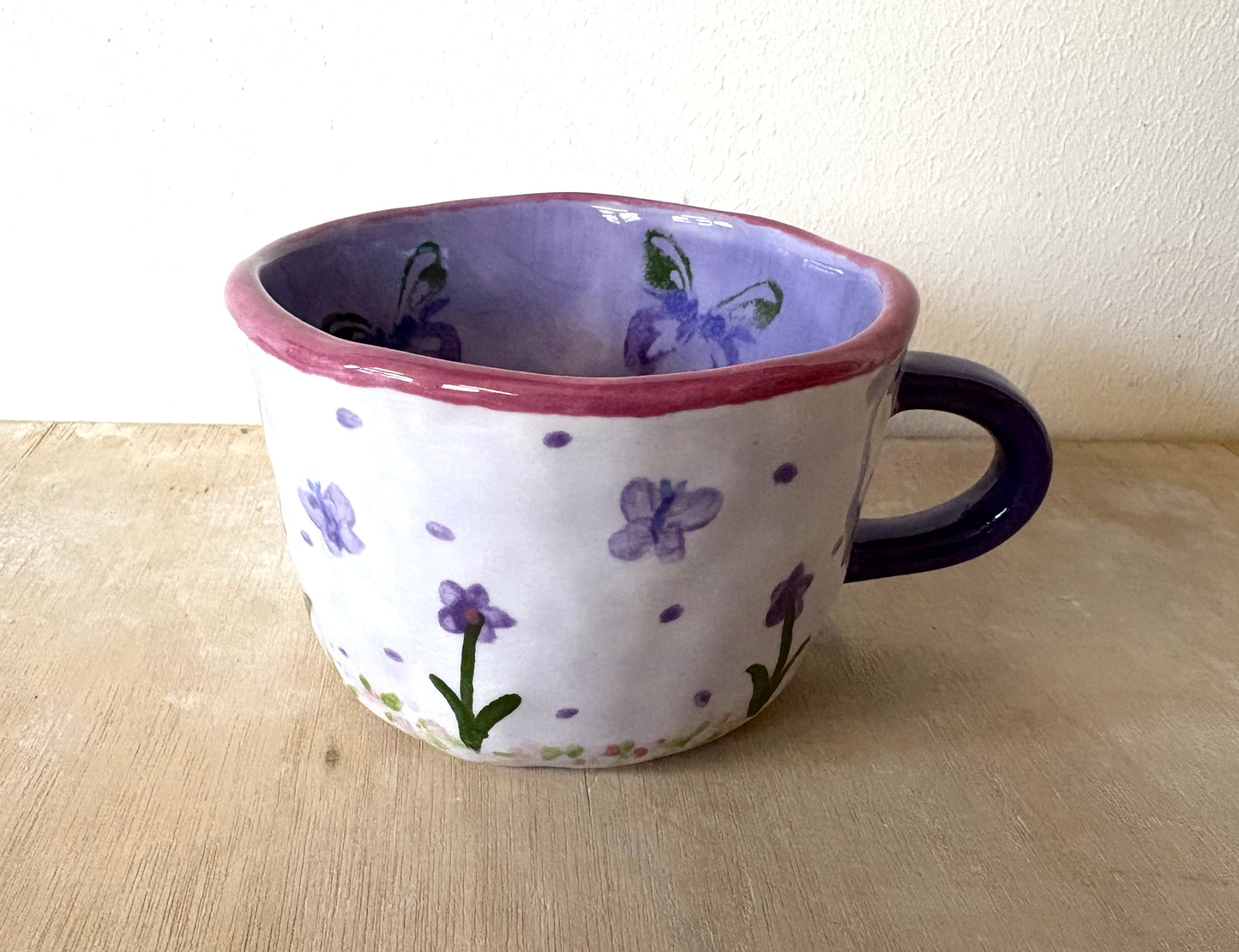 Millie's Pottery Twilight 'Hold on tight spider monkey' Purple Mug