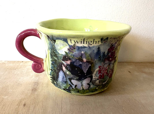 Millie's Pottery Twilight Meadow Butterfly Large Scroll Handle Mug