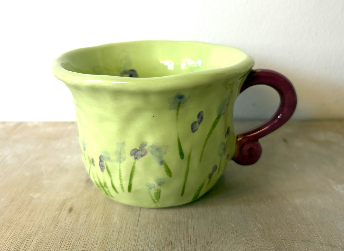 Millie's Pottery Twilight Meadow Butterfly Large Scroll Handle Mug