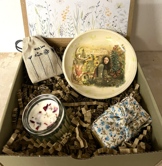 Millie's Pottery Twilight Sunflower New Moon Trinket Dish Gift Set