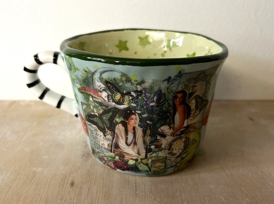 Millie's Pottery Practical Magic Design wit Toadstools and Peekaboo Frog Large Mug Gift