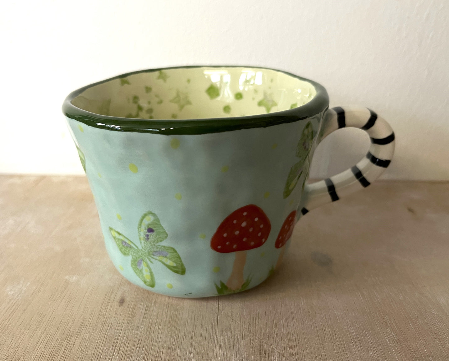 Millie's Pottery Practical Magic Design wit Toadstools and Peekaboo Frog Large Mug Gift